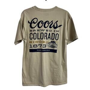 Coors Beer T Shirt Brewed In Colorado Since 1873 Tan Graphic Tee Mens Size M